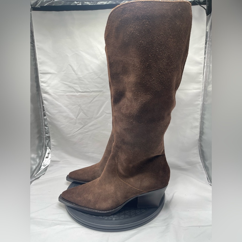 NEW Dolce Vita Raj Western Knee High Heel Brown Suede Boots